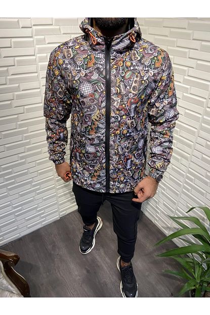 Ikonamoda Erkek Baskili Mevsimlik Ince Mont Ruzgarlik Unisex Trendyol