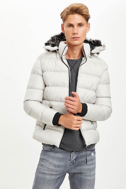 Defacto Erkek Gri Kapusonlu Sisme Mont R1171az20wn Trendyol