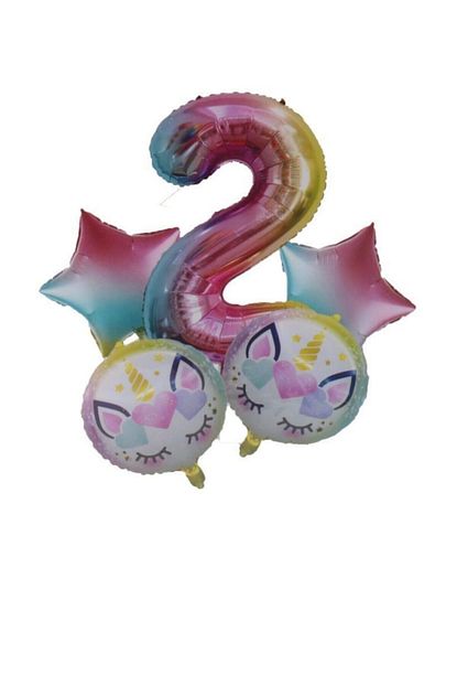 Beysus Unicorn Iki 2 Rakamli Renkli Folyo Balon 5 Li Trendyol