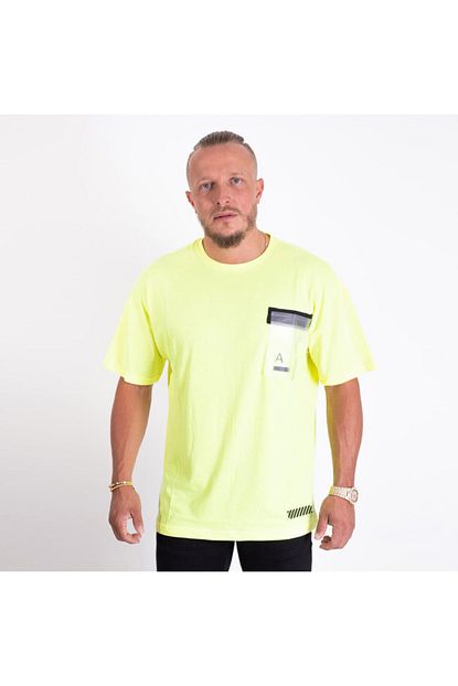 Damehard Erkek Neon Sari Cep Detay T Shirt Trendyol