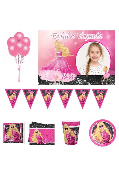 Hayaller Dukkani Afis Hediyeli Barbie Kiz Dogum Gunu Susleri Parti Seti 8 Kisilik Hdts170 Trendyol