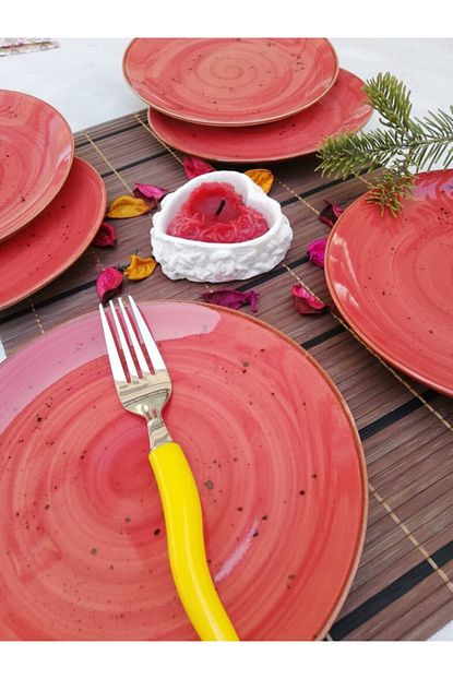 Tulu Porselen Tren Kirmizi Pasta Tabagi Takimi Trendyol