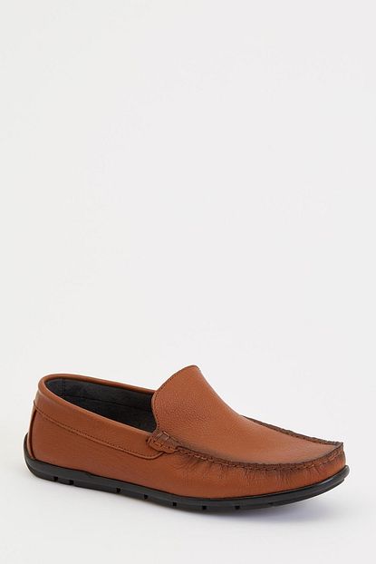 Defacto Erkek Kahverengi Hakiki Deri Loafer Ayakkabi S3827az20sm Trendyol