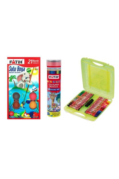 Fatih 3 Lu Boyama Seti 24 Renk Pastel Sulu Tup Kuru Boya Trendyol