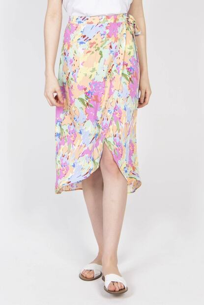 Addax Kadin Renkli Desenli Midi Etek E40992 Y1 Adx 0000022436 Trendyol
