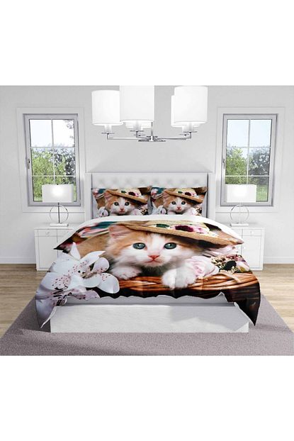Osso Hali Osso Sevimli Sapkali Kedi Desenli Modern Cift Kisilik Nevresim Takimi Trendyol