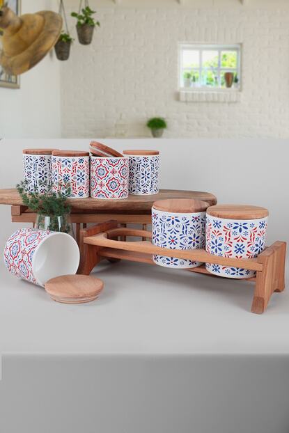 Keramika Ahsap Standli Pattern Baharat Takimi 10 Cm 8 Parca Trendyol