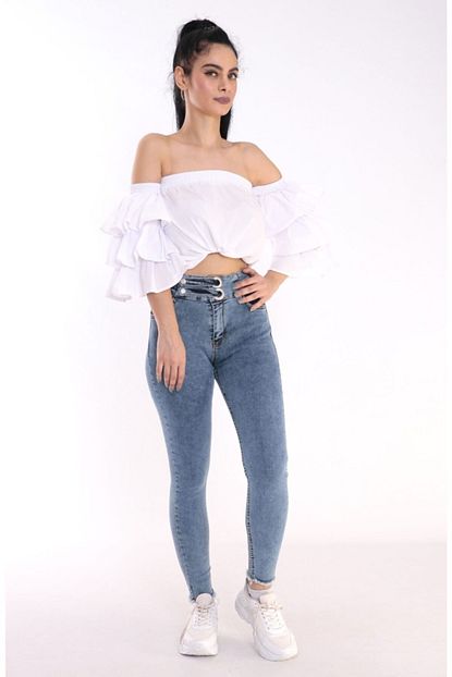 Jeans Kadin Acik Mavi Kot Boyfriend Yuksek Bel Mom Jean Pantolon Trendyol