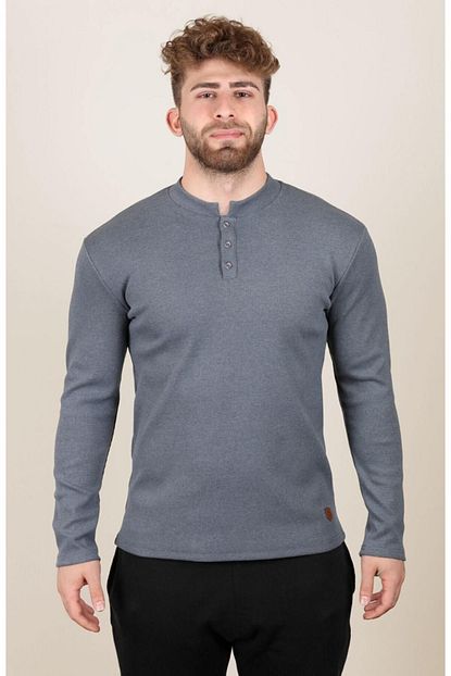 Alexandergardi Erkek Gri Dugmeli Hakim Yaka Sweatshirt Trendyol