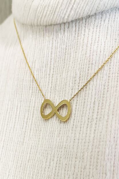 14 Ayar Altin Swarovski Sonsuzluk Kolyesi Penta Silver