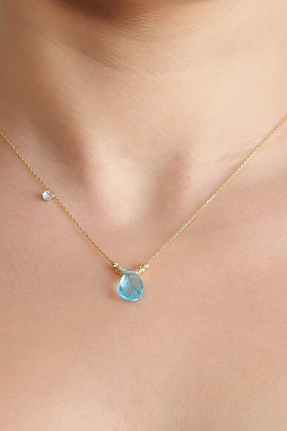 Oyistgold 14 Ayar Altin Dorikali Pirlantali Ve Zirkon Damla Tasli 4 Kolye Trendyol