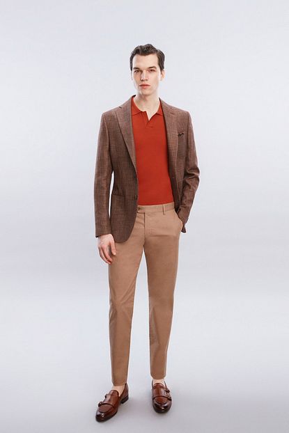 W Collection Erkek Kahverengi Micro Desen Ceket Trendyol