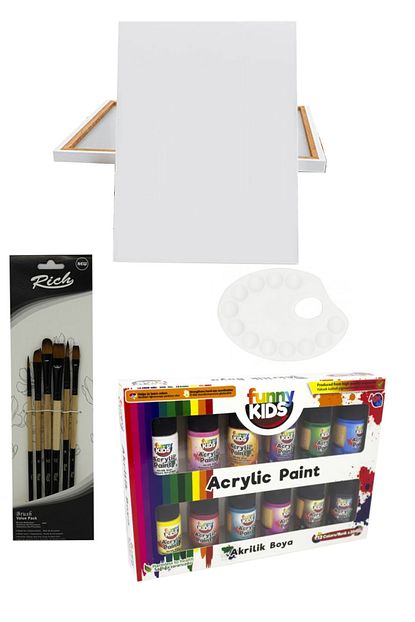 Rich Glance 25x35 Tuval Funny Kids 20 Ml Akrilik 12 Li 3 Lu Set Trendyol