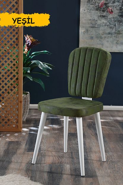 Mymassa Legno Sandalye Yesil Ahsap Beyaz Ayak Trendyol