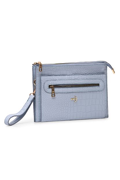 Deri Company Kadin Basic Clutch Canta Kroko Timsah Desen Bebek Mavisi 4034bs 214031 Trendyol
