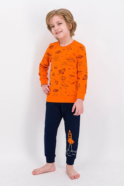 Roly Poly Erkek Cocuk Esofman Takimi Turuncu Spaceship Trendyol