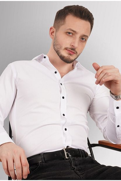 Etikmen Erkek Beyaz Desenli Gomlek Trendyol