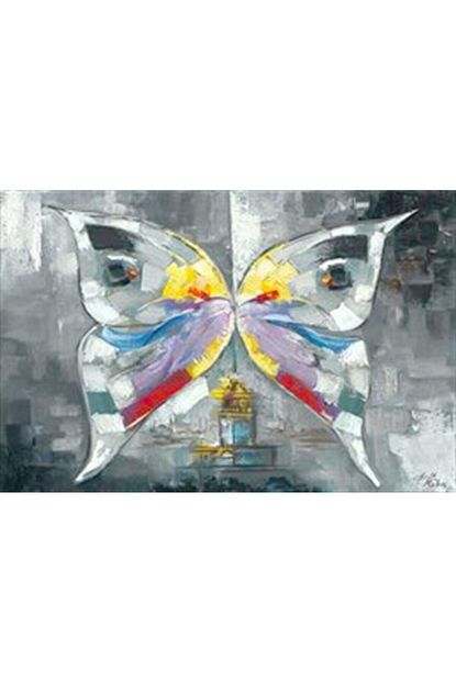 Tabloplus Gri Soyut Kelebek Baskili Kanvas Tablo 50cm X 70cm Trendyol
