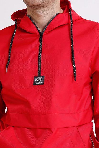 Humen Erkek Kirmizi Kapusonlu Kanguru Cepli Su Gecirmez Spor Sweatshirt Trendyol