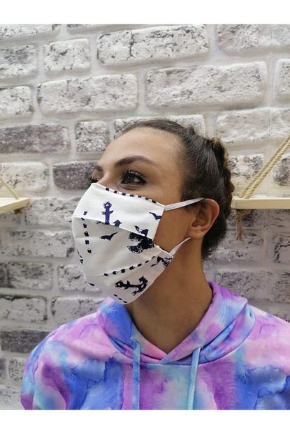 Varsa Orda Var Vov Beyaz Mavi Capali Yetiskin Yikanabilir Bez Maske Trendyol