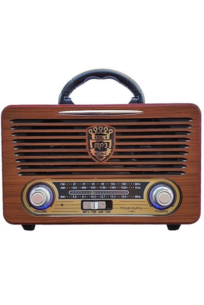 nostaljik radyo portatif bluetooth hoparlor usb uzaktan kumandal powerway nsj05