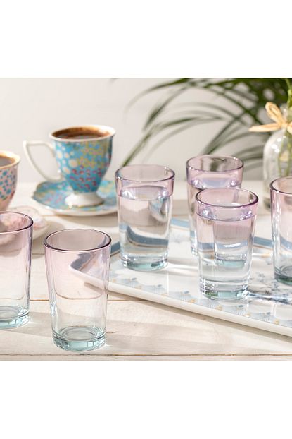 English Home Degetto Cam 6 Li Kahve Yani Su Bardagi 100 Ml Yesil Pembe Trendyol