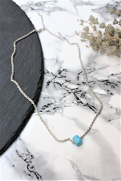 Bhr Silver Beyaz Kaplama Hasir Zincir Bodrum Tasli Kolye Trendyol