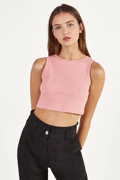 Bershka Kadin Pembe Kolsuz Top Trendyol