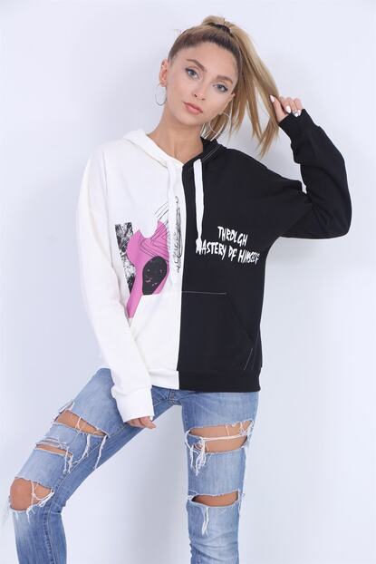 Olalaa Butik Cift Renkli Kapsonlu Sweatshirt Trendyol