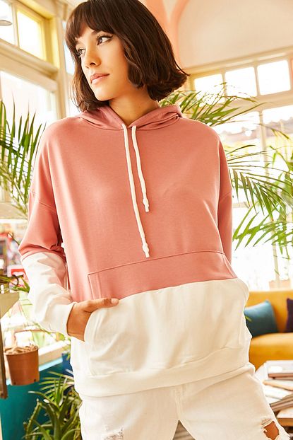 Olalook Kadin Gul Kurusu 2 Renkli Oversize Sweatshirt Swt 19000228 Trendyol