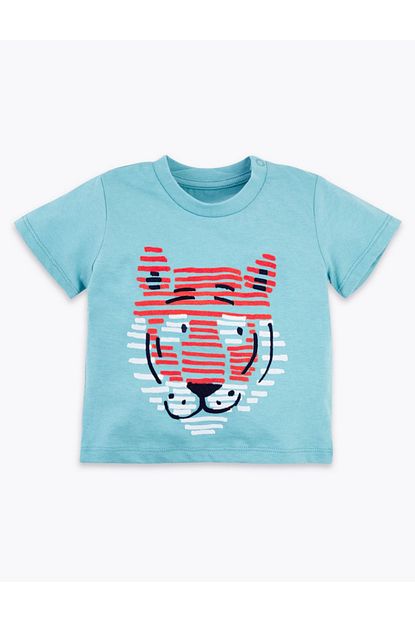 Marks Spencer Mavi Bebek Desenli Kisa Kollu T Shirt Trendyol