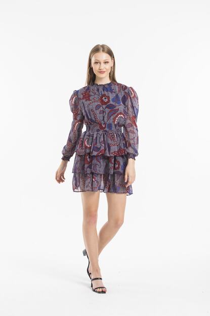 Eymen Boutique Kadin Renkli Sifon Elbise Trendyol