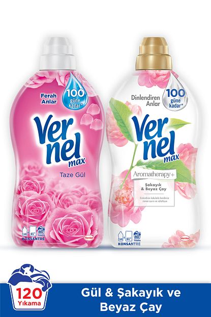 Vernel Max Konsantre Camasir Yumusaticisi Taze Gul Beyazcay Sakayik 1440 Ml 2 Li Set Trendyol