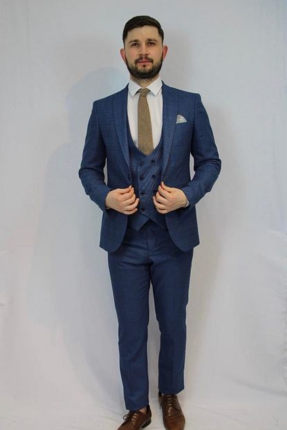 Seyis Ramolli Erkek Lacivert Slim Fit Desenli Takim Elbise Trendyol