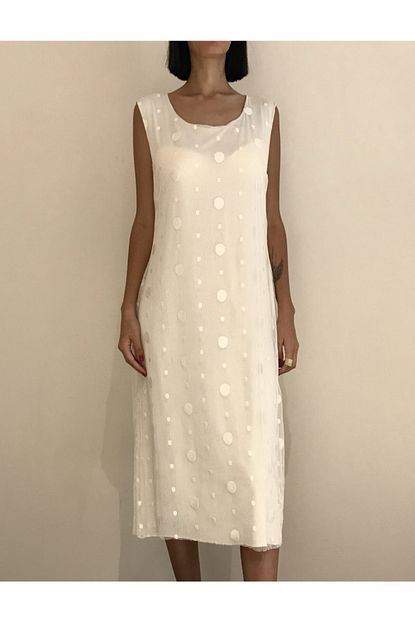 Venus Moda By Pinar Kadin Ekru Renk Puantiyeli Kalem Etek Nikah Elbisesi Abiye Elbise Trendyol