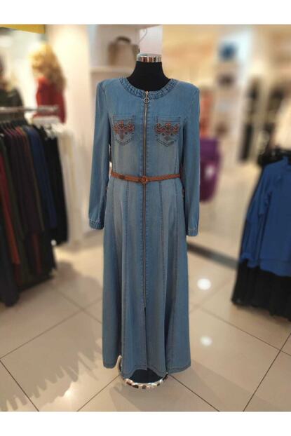 Selam Tencel Kumas Onu Cep Ve Nakis Detayli Kot Pardesu Fiyati Yorumlari Trendyol