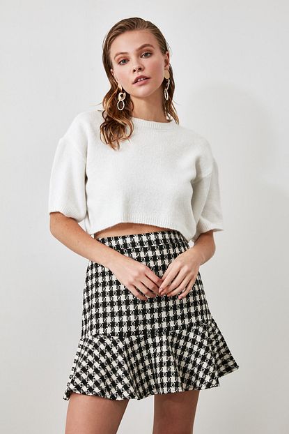 Trendyolmilla Cok Renkli Kaz Ayagi Etek Twoaw20et0429 Trendyol