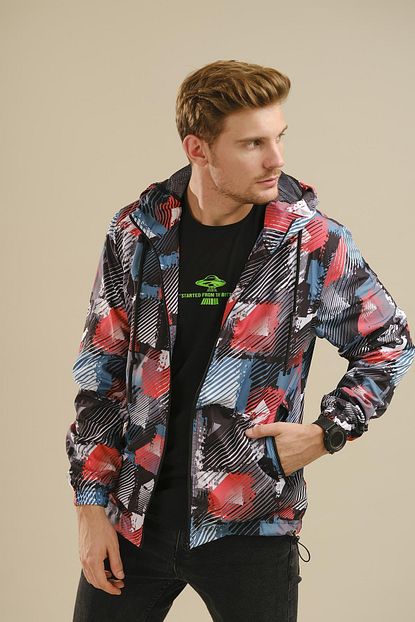 Oksit Erkek Siyah Desenli Slim Fit Yagmurluk Mont Hilti 560012 Trendyol