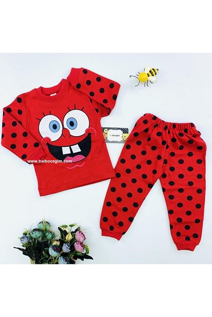 Balbocegimbebe Sunger Bob Baskili Pijama Takim Kirmizi Trendyol