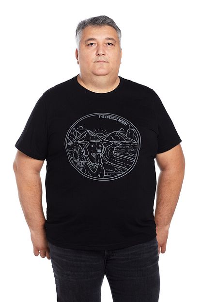 The Everest Mount Buyuk Beden Erkek Siyah Bisiklet Yaka Outdoor Baskili Dog T Shirt Trendyol
