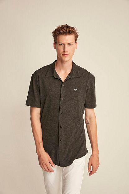 Grimelange Erkek Antrasit Gomlek Yaka Polo T Shirt Trendyol
