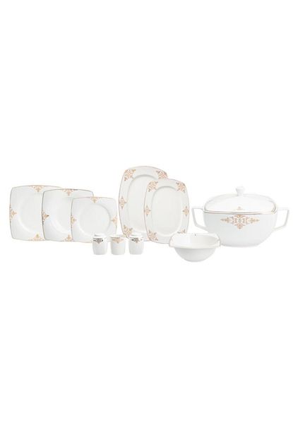 Karaca Melina Cream 60 Parca 12 Kisilik Yemek Takimi Kare Trendyol