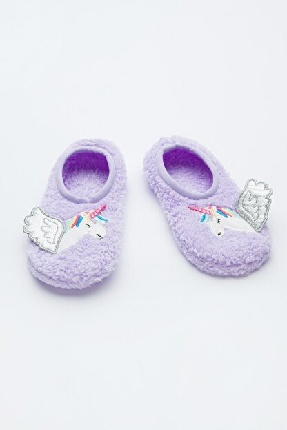 Penti Lila Kiz Cocuk Unicorn 3d Patik Corabi Trendyol