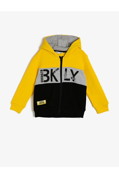 Koton Kids Erkek Cocuk Sari Baskili Sweatshirt Trendyol
