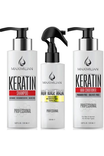Maximilian Seyahat Seti Glutensiz Tuzsuz Sampuan Keratinli Sampuan Keratin Sac Kremi Durulanmayan Krem 150mlx3 Trendyol