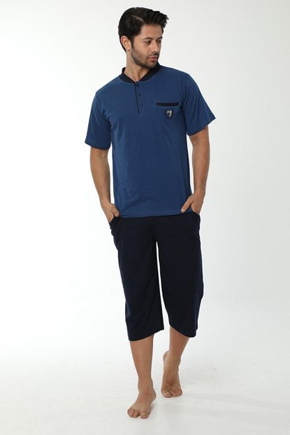 Eliften Erkek Mavi Kaprili Pijama Takimi Trendyol