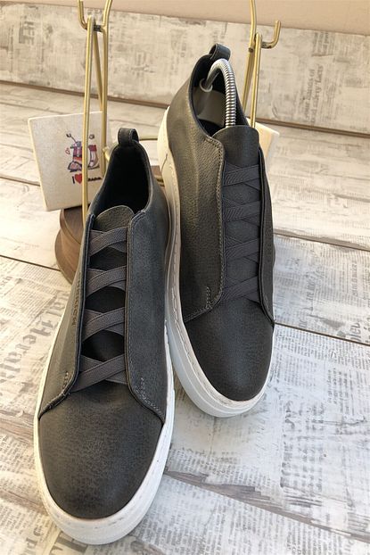 Bitetto Erkek Gri Deri Sneakers Ayakkabi Trendyol