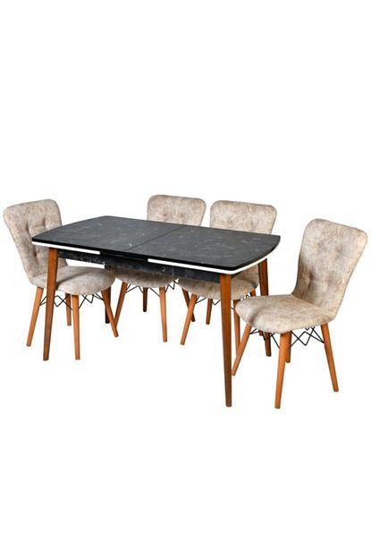 Avvio Home 4 Adet Krem Siyah Sandalyeli Mutfak Masa Sandalye Takim Trendyol