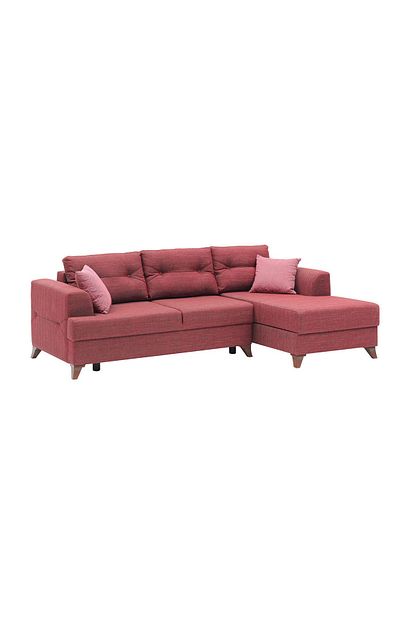Enza Home Martha Yatakli Sag Kose Takimi Kirmizi Keten Kumas Trendyol