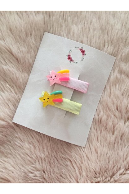 Dekorasyonsepetim 2 Farkli Renk Yildiz Bebek Ve Cocuk Klips Toka Seti Trendyol